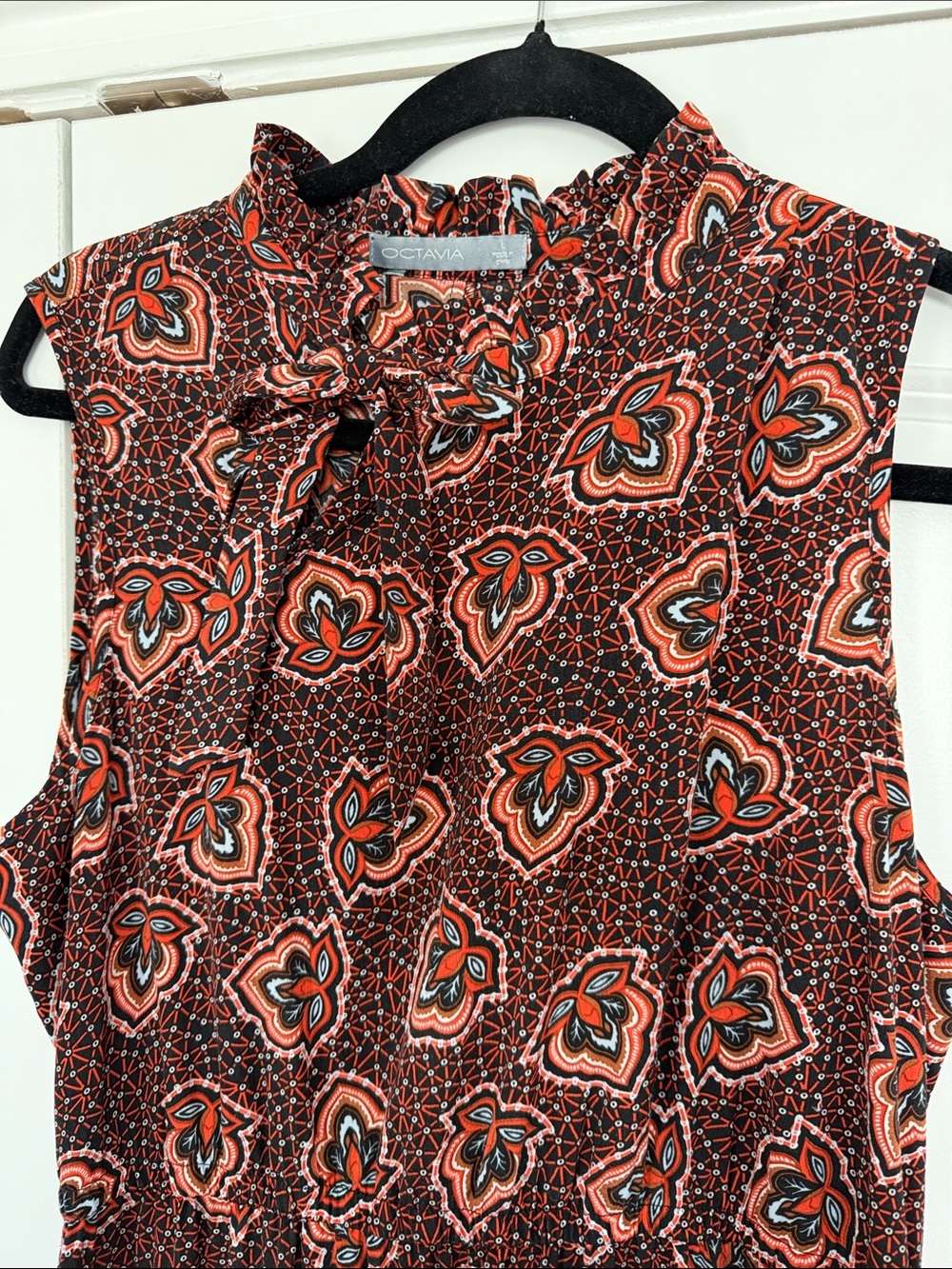 Octavia Brown & Orange Tie-Neck Sleeveless Camisole